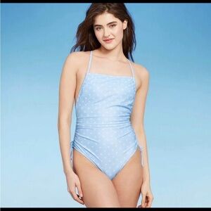 Wild Fable light blue polka dot one piece bathing suit